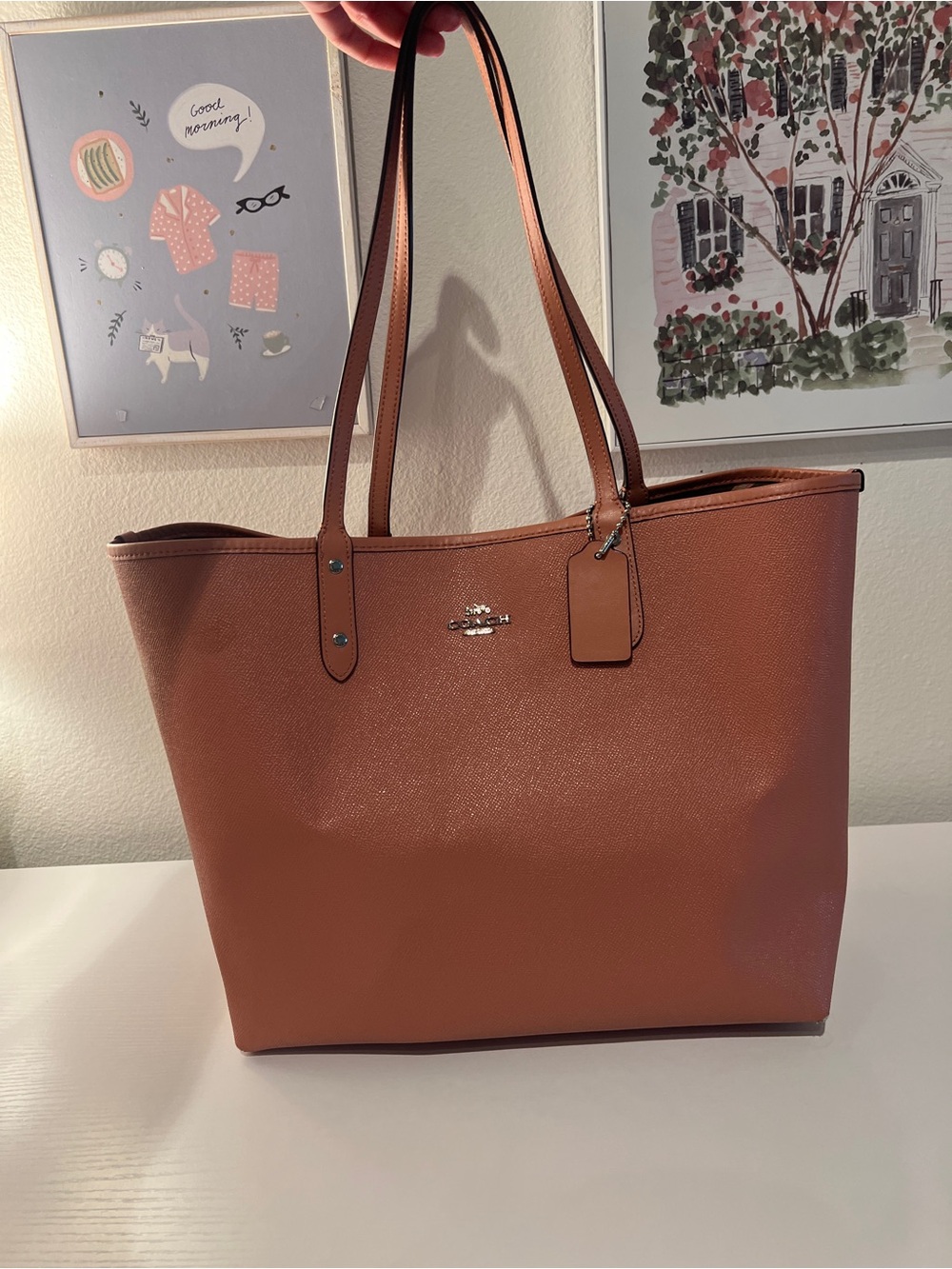 Coach Tan Leather Tote with Double Straps
